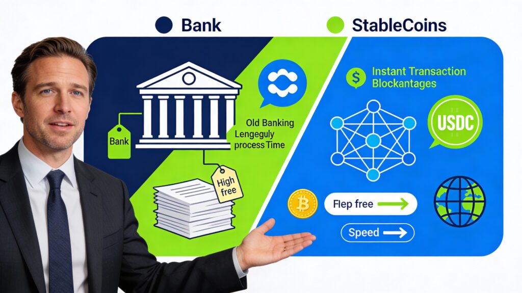 Coinbase CEO Brian Armstrong Contrasts Banking Practices with Stablecoins in Davos CNBC Interview
